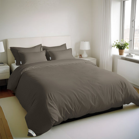6 Piece Duvet Cover Set 220x240cm King - Gray Stripe - Cotton Home