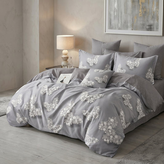 6 Pieces Duvet Cover Set – 220x240cm – Elegant Floral Bedding 01