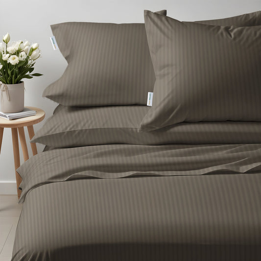 6 Piece Duvet Cover Set 220x240cm King - Gray Stripe - Cotton Home