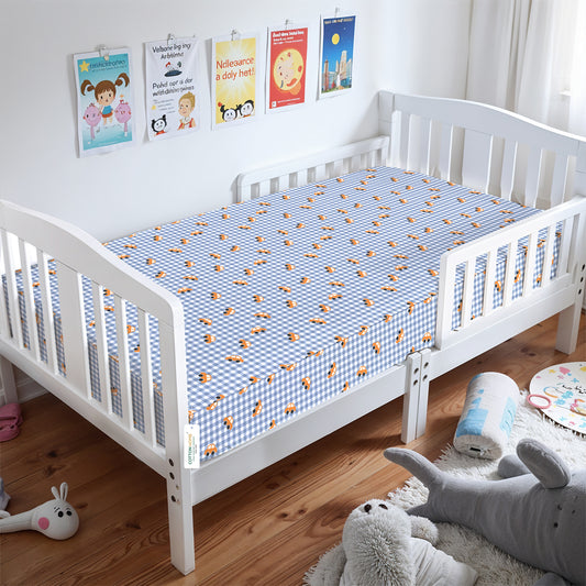 Premium Cotton 3-Piece Baby Crib Bedding Set (120x60 cm) Fitted Baby Mattress Sheets and Protector Little Cars
