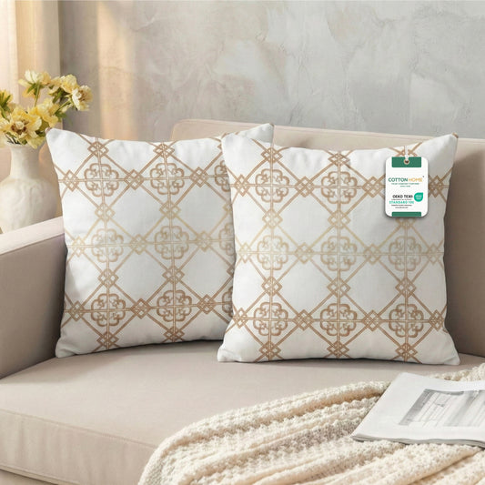 Cotton Decorative Throw Pillows Pack of 2 - 45x45 cm Square, Box design