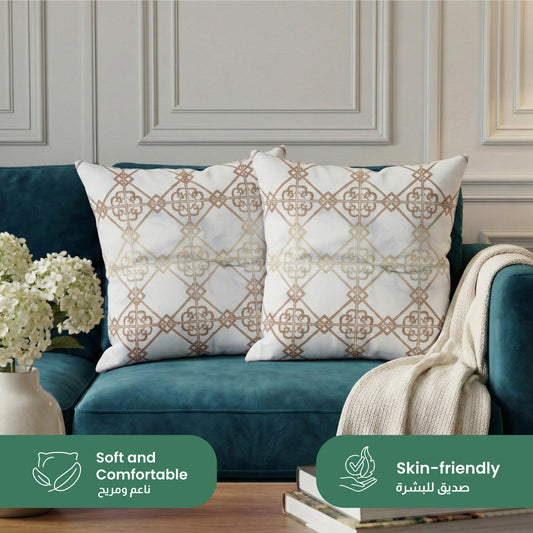Cotton Decorative Throw Pillows Pack of 2 - 45x45 cm Square, Box design
