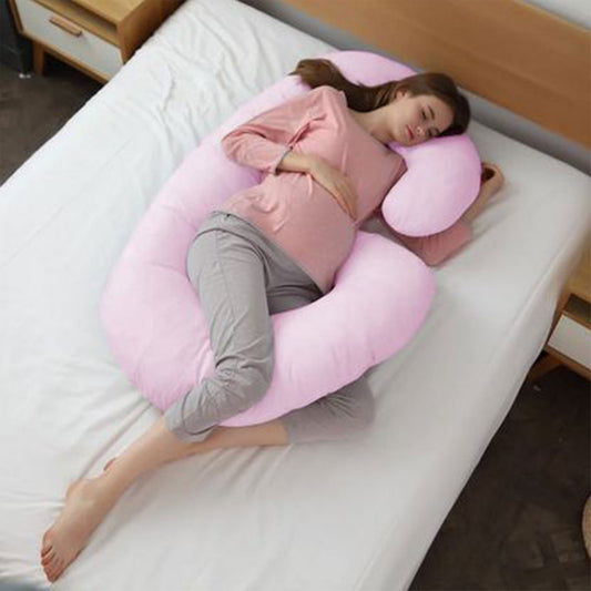 Four Seasons Pregnancy Pillow J Shaped Full Body Maternity Pillow 80x130cm Pink - Cotton Home