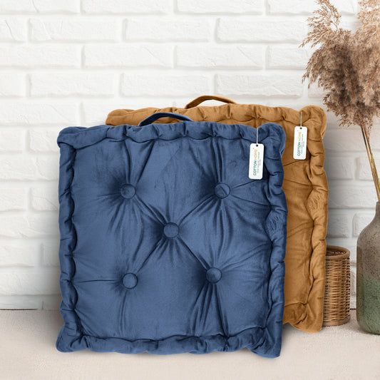 Serenity Velvet Multipurpose Seat Cushion 40x40cm Pack of 2 Square Shape Seating - Cotton Home