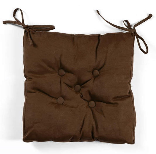 Premium Brown Chair Pads with Ties suitable for Dining Room For Indoor Outdoor Garden Patio Kitchen Office Chairs - Cotton Home