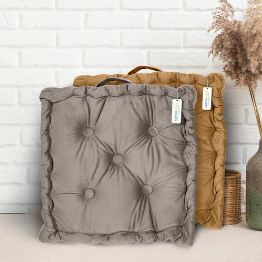 Serenity Velvet Multipurpose Seat Cushion 40x40cm Pack of 2 Square Shape Seating - Cotton Home