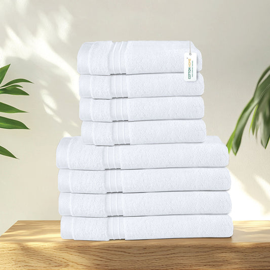 Cotton Face Towel and Hand Towel 8 Piece Set-Soft Feel, Quick Dry, Highly Absorbent Durable Towels - Cotton Home