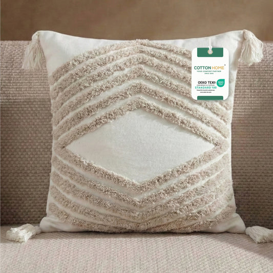 Boho Handcrafted Throw Pillow 45x45cm Geometric Embroidery Cushion with Arrow Design