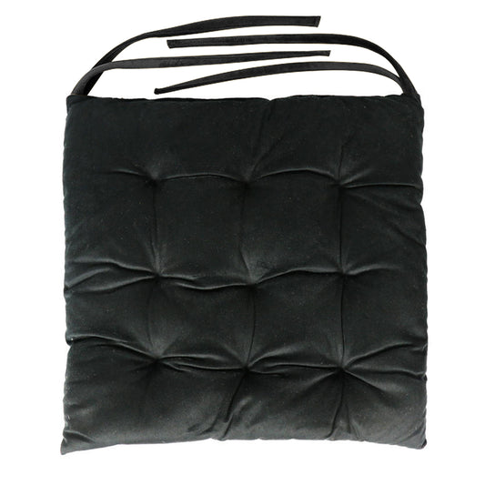 Velvet Slip Free Tufted Chair Cushion Black 40x40cm - Cotton Home