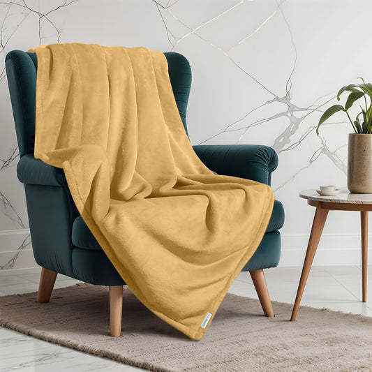 Soft Flannel Blanket Single Size 160x220cm khaki