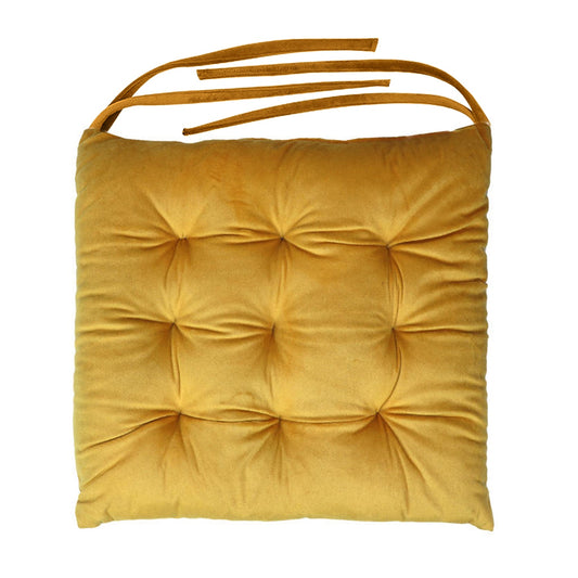 Velvet Slip Free Tufted Chair Cushion Dark Mustard 40x40cm - Pack of 4 - Cotton Home