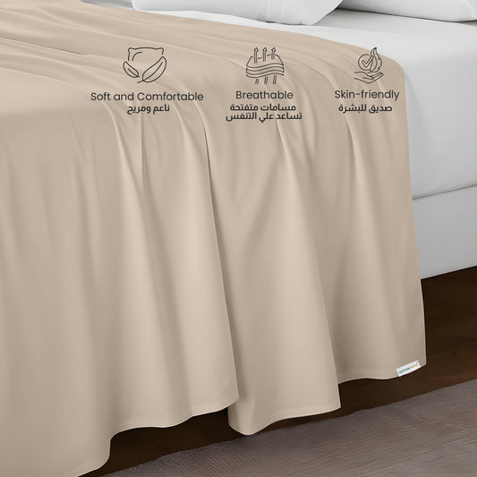 Flat Sheet Supersoft Microfiber Queen 200x220cm-Dk Beige