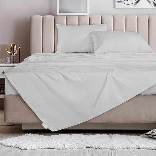 3 Piece Flat Sheet Set Supersoft Microfiber Grey Single Size 160x220 with 2 Pillow Case