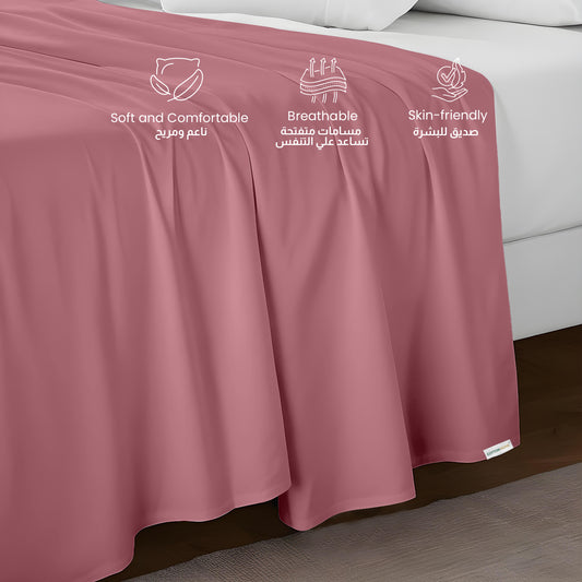 Flat Sheet Supersoft Microfiber Super King Flat Sheet 240x260cm-Mauve