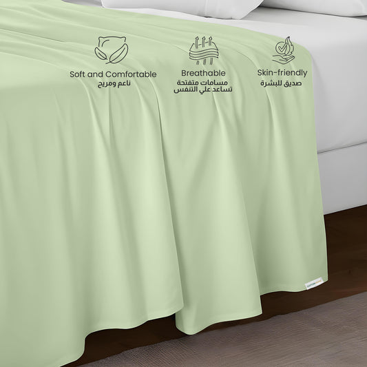 Flat Sheet Supersoft Microfiber Super King Flat Sheet 240x260cm-Mint Green