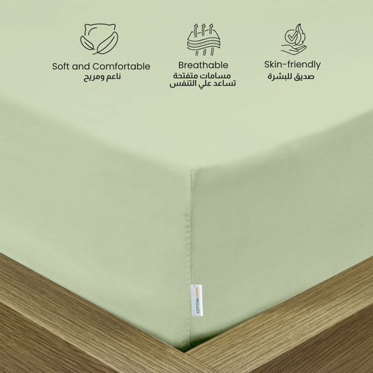 3 Piece Fitted Sheet Set Supersoft Microfiber Mint Green King Size 180x200+30cm with 2 Pillow Case