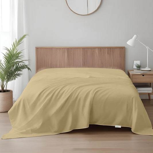 Flat Sheet Supersoft Microfiber Super King Flat Sheet 240x260cm-Mustard