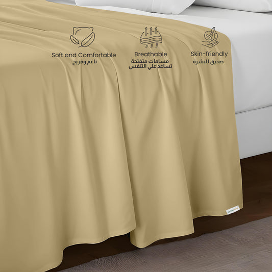 Flat Sheet Supersoft Microfiber Queen 200x220cm-Mustard