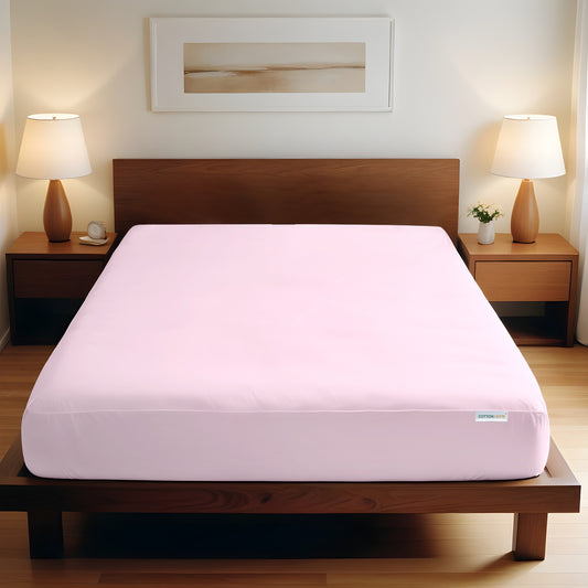 Super Soft Double Size Fitted sheet 120x200+25cm Pink with Deep Pockets - Cotton Home