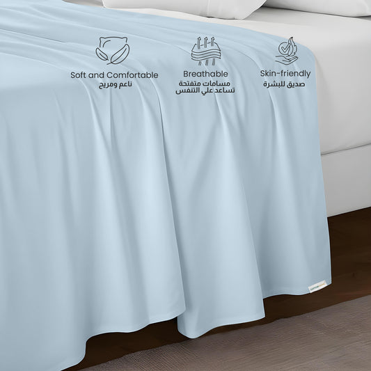 Flat Sheet Supersoft Microfiber King 220x240cm-Sky Blue