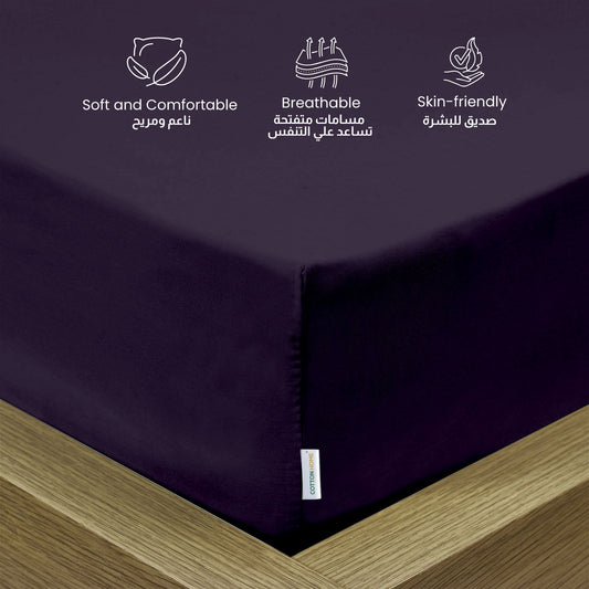 3 Piece Fitted Sheet Set Supersoft Microfiber Dark Purple King Size 120x200+25cm with 2 Pillow Case