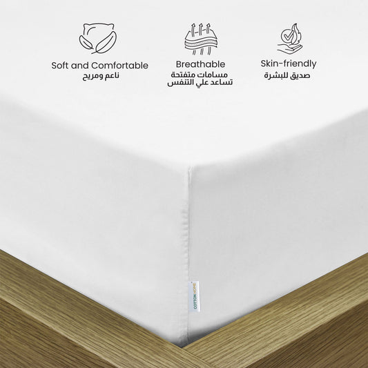 3 Piece Fitted Sheet Set Supersoft Microfiber White Super King Size 200x200+30cm with 2 Pillow Case