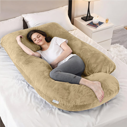 Serenity Velvet Pregnancy Pillow G-Shape Full Body Pillow With Removable Cover - Cotton Home