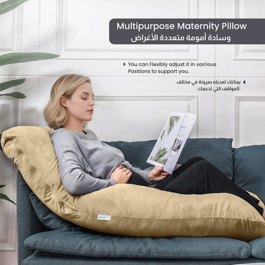 Serenity Velvet Pregnancy Pillow G-Shape Full Body Pillow With Removable Cover - Cotton Home
