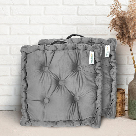 Serenity Velvet Multipurpose Seat Cushion 40x40cm Pack of 2 Square Shape Seating - Cotton Home