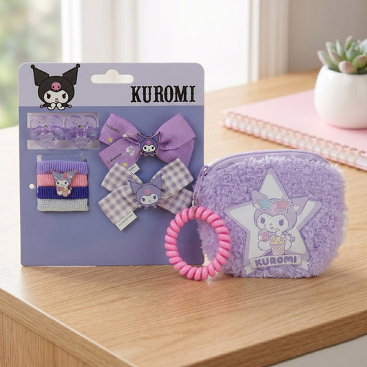 Kuromi Hair Accessories Set Pack of 10 with Bag
