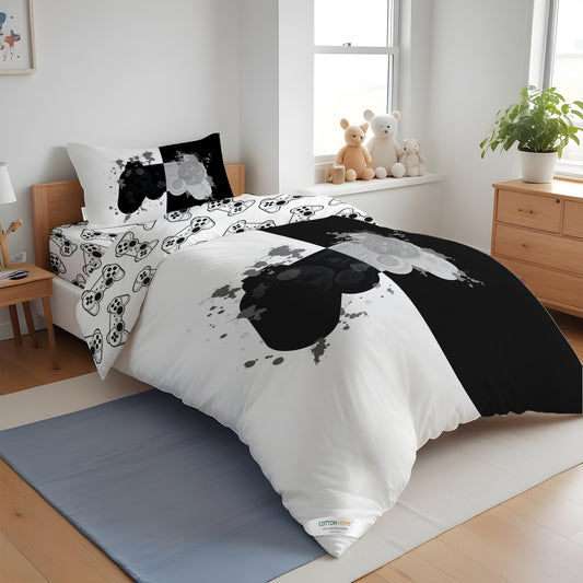 Kids Duvet Cover Set 3 Pcs - Joystick Print | 135x220cm | Microfiber | Cotton Home - Cotton Home