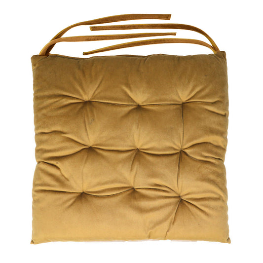 Velvet Slip Free Tufted Chair Cushion Khaki 40x40cm - Cotton Home