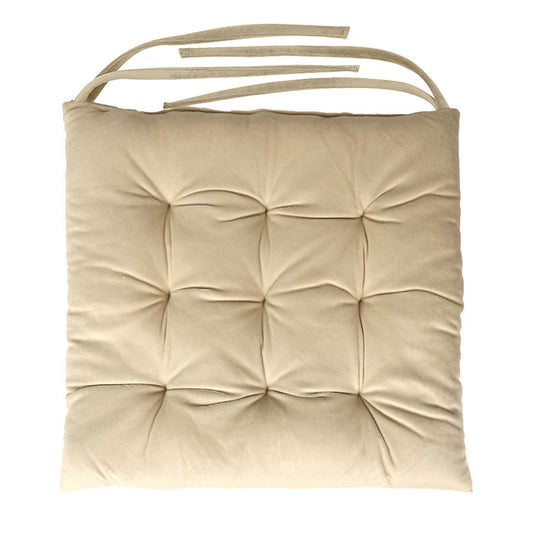 Velvet Slip Free Tufted Chair Cushion Light Beige 40x40cm - Cotton Home