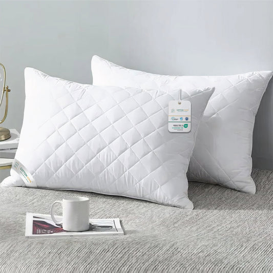Four Seasons Quilted Pillow Bed Pillows for Sleeping Hotel Pillow White 50x75 cm Pack of 2 - Cotton Home