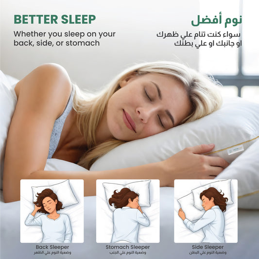 Royal Angler Side Sleeper Premium High Quality Luxury Egyptian Cotton Pillow 50x75cm Suitable with Gold Piping for Durability - Cotton Home