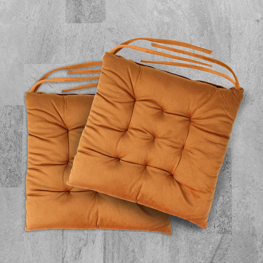 Velvet Slip Free Tufted Chair Cushion Tan 40x40cm - Pack of 2 - Cotton Home