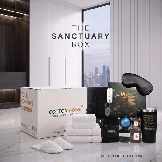The Sanctuary Box Set – Luxury Home & Bath Gift Bundle Self Care Home Spa Black