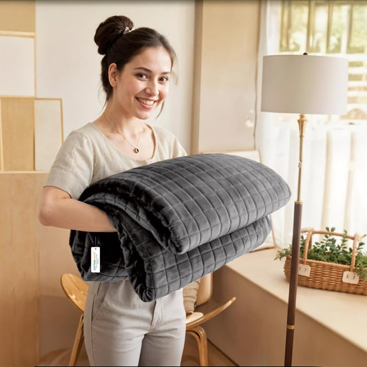 Elegant Square Design Blanket Single 150x220 Size Silver - Cotton Home