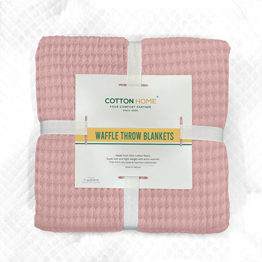 Waffle Weave Blanket 100% Cotton Geometric Throw Blanket 200x230 Pink