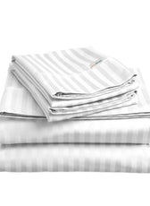 6 Piece Duvet Cover Set 220x240cm Queen - White Stripe - Cotton Home