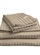 6 Piece Duvet Cover Set 240x260cm King - Light Brown Stripe - Cotton Home