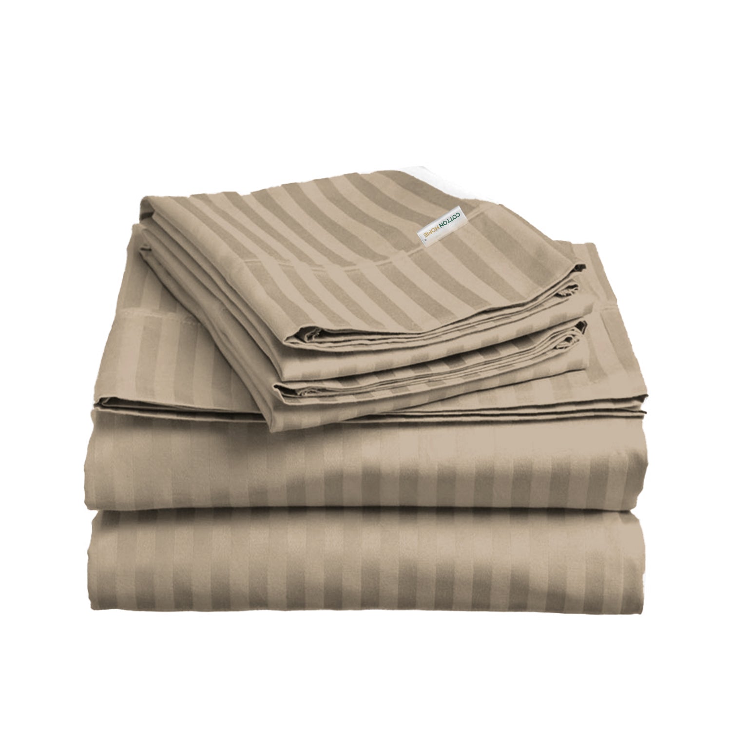 6 Piece Duvet Cover Set 240x260cm King - Light Brown Stripe - Cotton Home