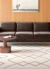 Nebula Brown Velvet 3-Seater Sofa with Square Arms - Luxury Living Room Seating, L220cm x W86cm x H81cm - Cotton Home