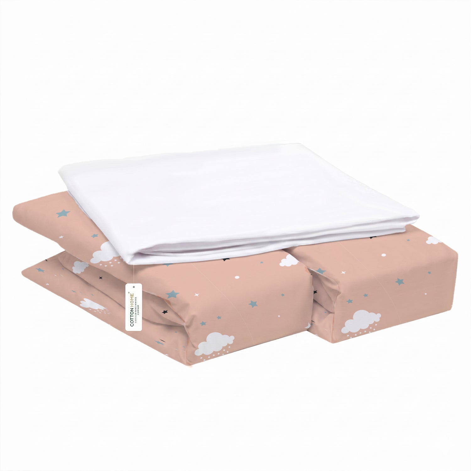 Premium Cotton 3-Piece Baby Crib Bedding Set (120x60 cm) Fitted Baby Mattress Sheets and Protector Dream Night