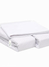 Premium Cotton 3-Piece Baby Crib Bedding Set (120x60 cm) Fitted Baby Mattress Sheets and Protector Pastel Clouds