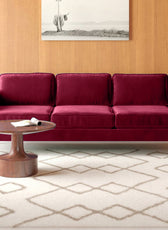 Nebula Maroon Velvet 3-Seater Sofa with Square Arms - Luxury Living Room Seating, L220cm x W86cm x H81cm - Cotton Home
