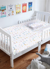 Premium Cotton 2PC Crib Sheets (120x60 cm) Soft, Breathable, Fitted Baby Mattress Sheets Pastel Clouds