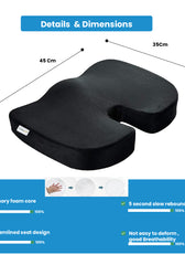 Spine Black Lumbar Support Memory Foam Cushion for Car Seats – 46x35x10cm