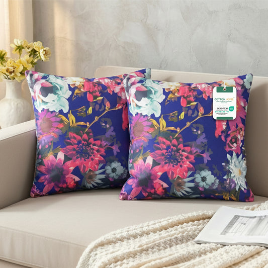 Cotton Decorative Throw Pillows Pack of 2 - 45x45 cm Square