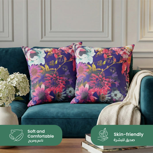 Cotton Decorative Throw Pillows Pack of 2 - 45x45 cm Square